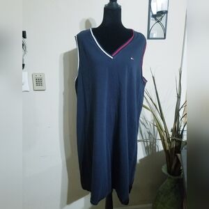 Tommy Hilfiger Navy Dress with Red & White Stripe Trim